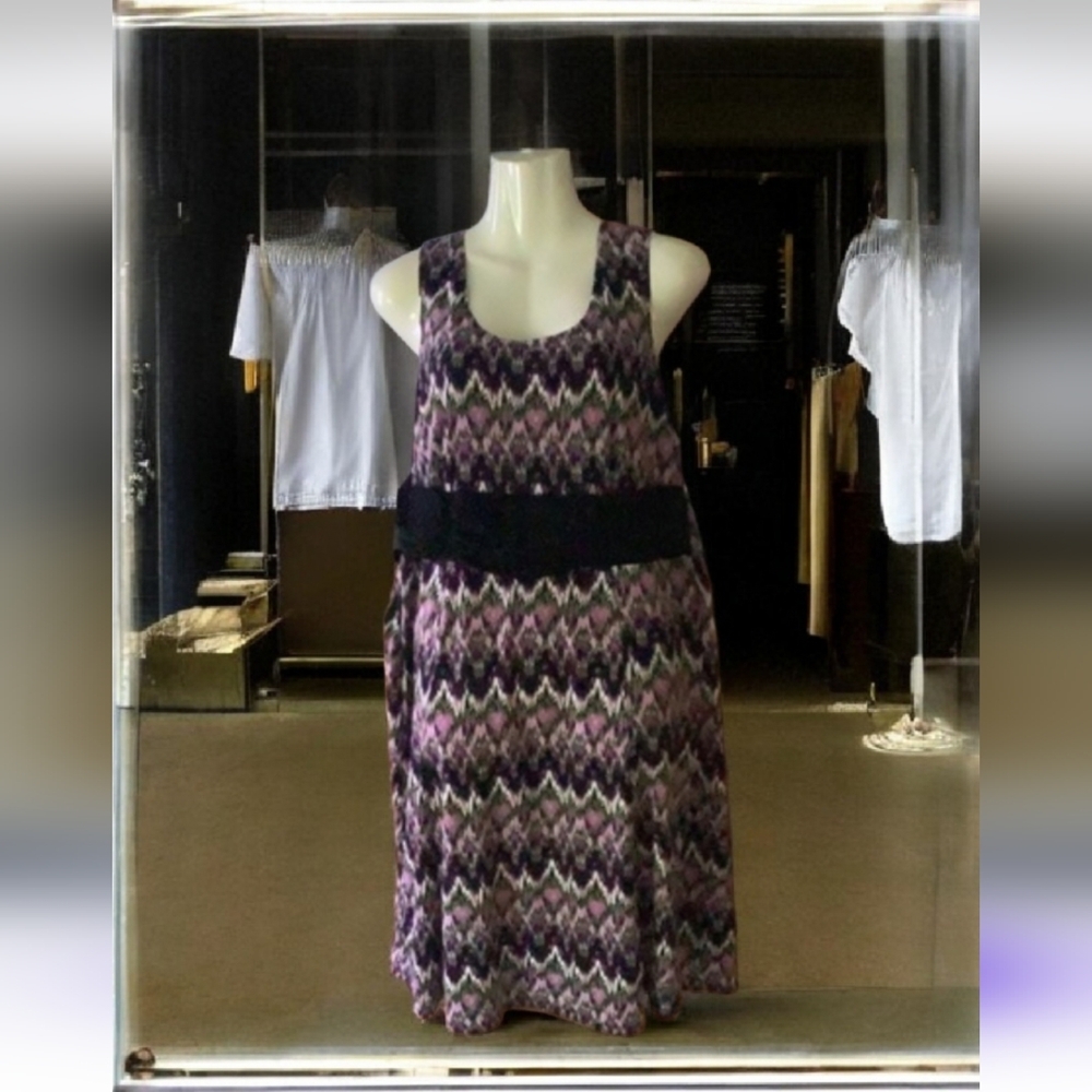 Chelsea Muse dress 14 stretchy purple green black sleeveless nice underneath